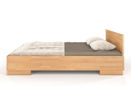 Drewniane łóżko ze stelażem i pojemnikiem Phantom 140x200 cm w kolorze drewna