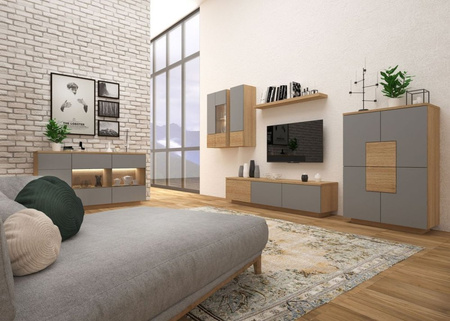 Duży barek Loft z półką szklaną i oświetleniem