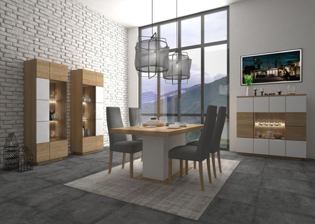 Duży barek Loft z półką szklaną i oświetleniem