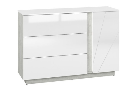 Elegancka komoda z trzema szufladami i podświetleniem z systemu Lumens
