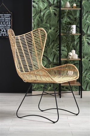 Fotel uszak rattan naturalny