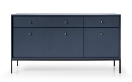 Granatowa komoda 154 cm Mono na wysokich metalowych nogach