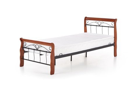 Jednoosobowe łóżko 90/200 cm Wera w kolorze antycznej czereśni + czarny