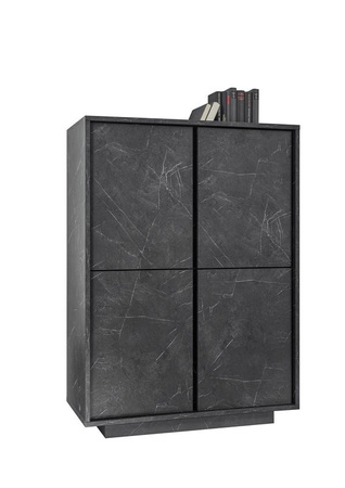 Komoda Ice czterodrzwiowa wysoka 92 cm marmur antracyt mat