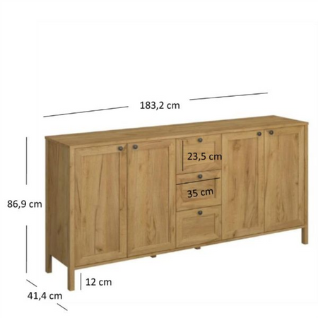 Komoda Klark 183,5 cm dąb craft złoty
