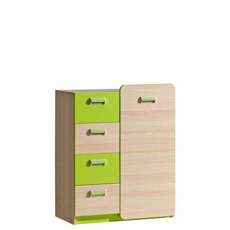 Komoda Lorento z szufladami i półkami w kolorze zielonym