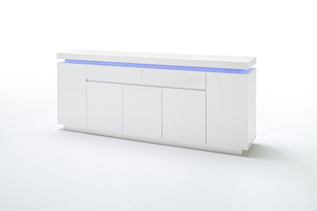 Komoda Ocean 200 cm pięciodrzwiowa z szufladami biały lakier połysk