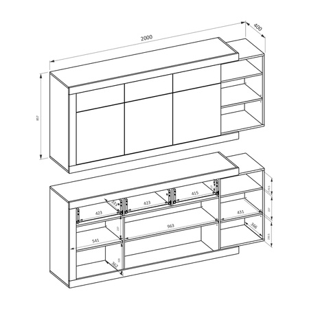 Komoda Sintra 200 cm z szufladami