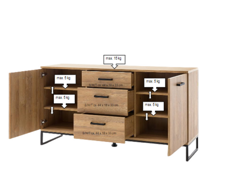 Komoda Toledo 150 cm na metalowych nogach