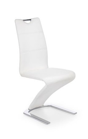Krzesło białe w ekoskórze na chromowanej podstawie
