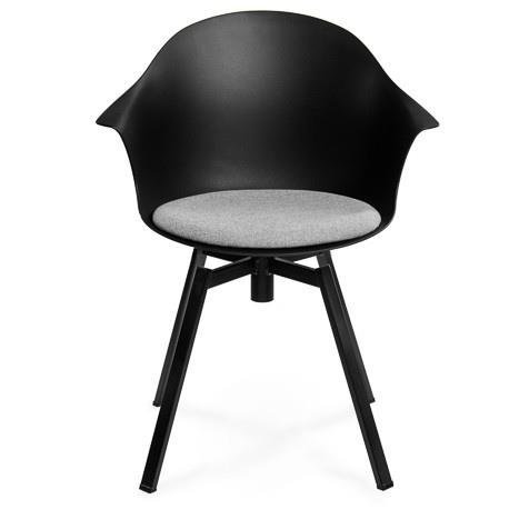 Krzesło kubełkowe do jadalni Altea czarne z tapicerowanym siedziskiem