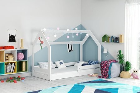 Łóżko dziecięce w kształcie domku Domo  z materacem 80x160 cm w kolorze białym