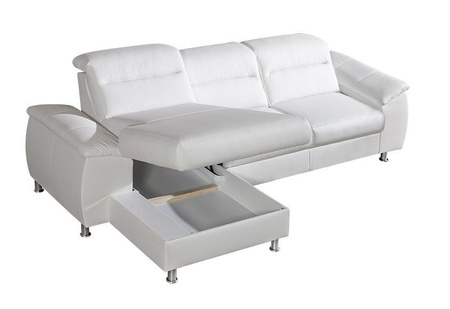 Narożnik Scandi 304 x 173 cm na chromowanych nóżkach w skórze naturalnej