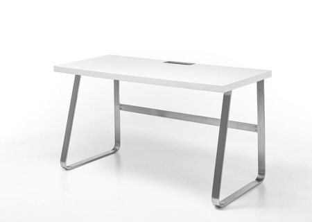 Obszerne biurko Beno II na metalowych nóżkach lakier biały mat