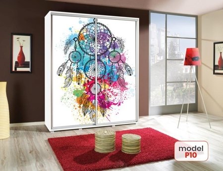 Szafa Penelopa 155 cm z grafiką z drzwiami przesuwnymi (różne kolory i wzory)